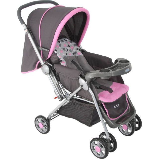Carrinho de Bebê Travel System Reverse Rosa com Bebê Conforto