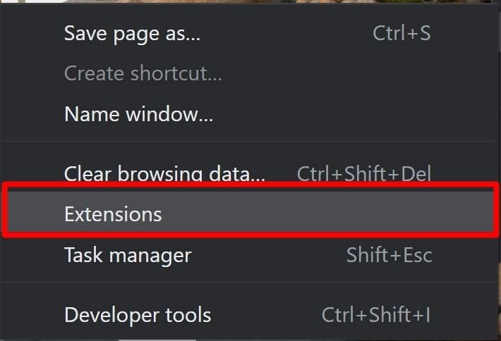 Para instalar no Chrome, clique em Extensões (Fonte: Internet)